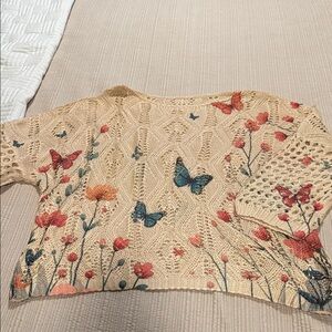 Floral Off-the-Shoulder Sweater - Cream